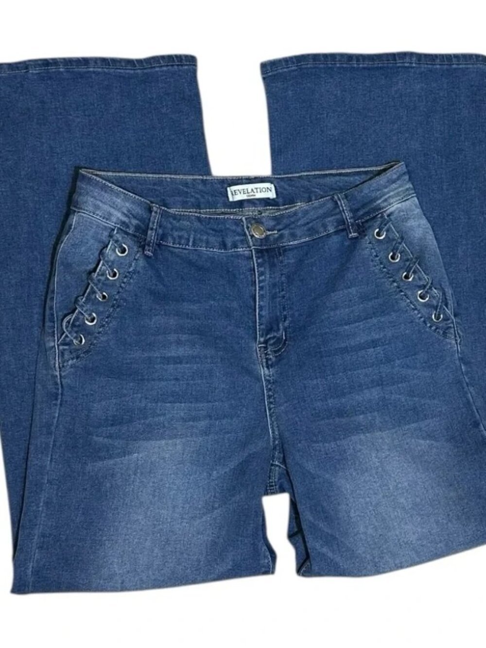 Revelation Women’s Denim Wide Leg Jeans Grommet Detail Size 10 - Picture 11 of 14